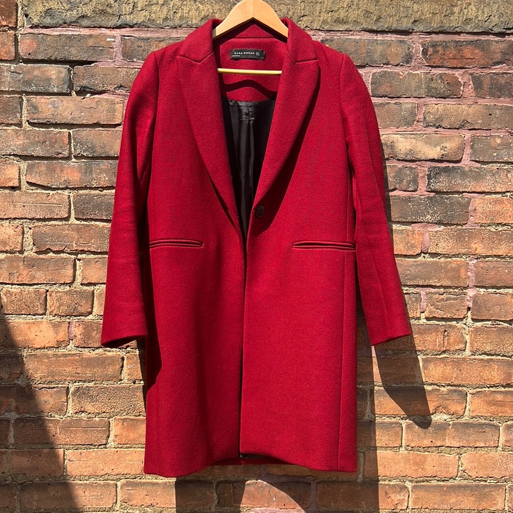 ZARA WOMENS Overcoat - Red - Small